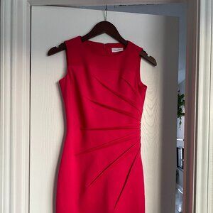 Calvin Klein Pink Sleeveless Stretch Crepe Sheath Dress Size 2